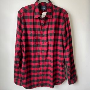 J. Crew Factory Men’s Flannel Buffalo Plaid Button Up Shirt ~ Size L-T